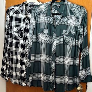 TORRID Two Plaid button up blouses/ NWOT /00